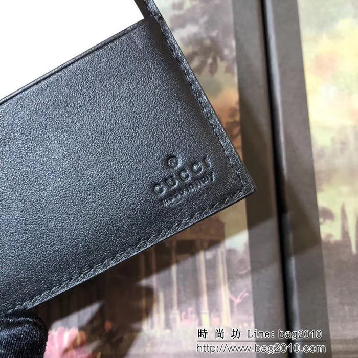 GUCCI古馳 專櫃同步 紅藍織帶加黑色雙G提花面料 男士雙折皮夾 408827 黑色 WTG1928